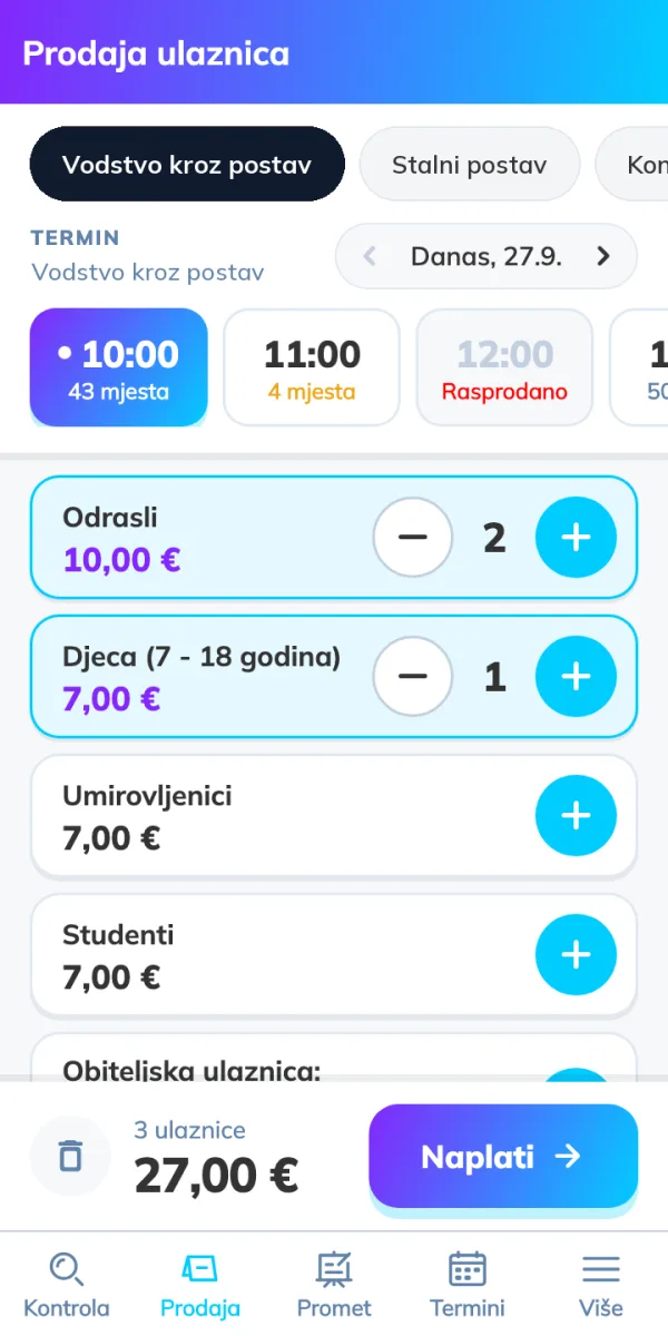 Prodaja na Sunmi uređaju: termin, vrste ulaznica i iznos